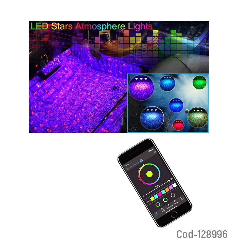 Kit led 4 piezas rgb, con app para smartphone, para interior de auto 12 volt. mayorista — imagen 2