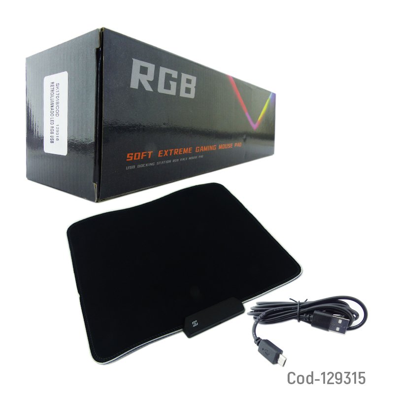 Pad mouse gamer, con luz rgb, medida 30x25cm. usb, en caja. alta calidad. mayorista — imagen 4