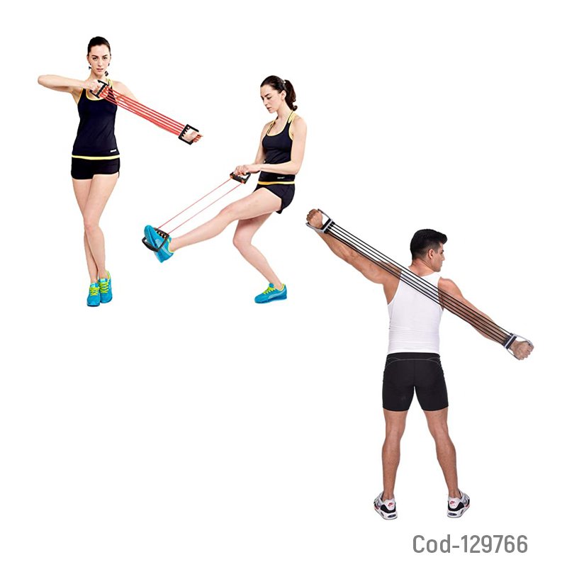 Banda elastica de 5 piolas, extensor pectoral y brazos. en caja. mayorista — imagen 2