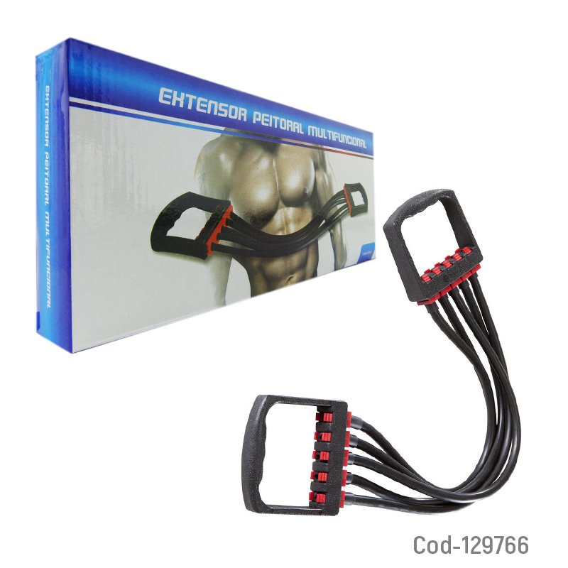 Banda elastica de 5 piolas, extensor pectoral y brazos. en caja. mayorista — imagen 3