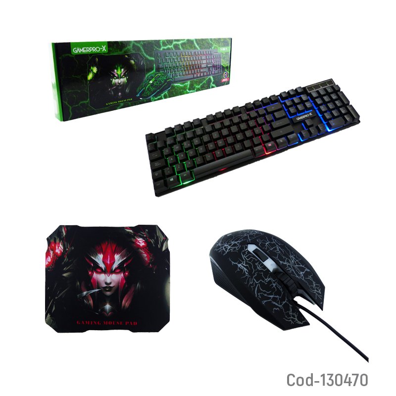 Kit gamer gamepro-x 3 en 1. teclado, mouse y mouse pad. mayorista — imagen 3