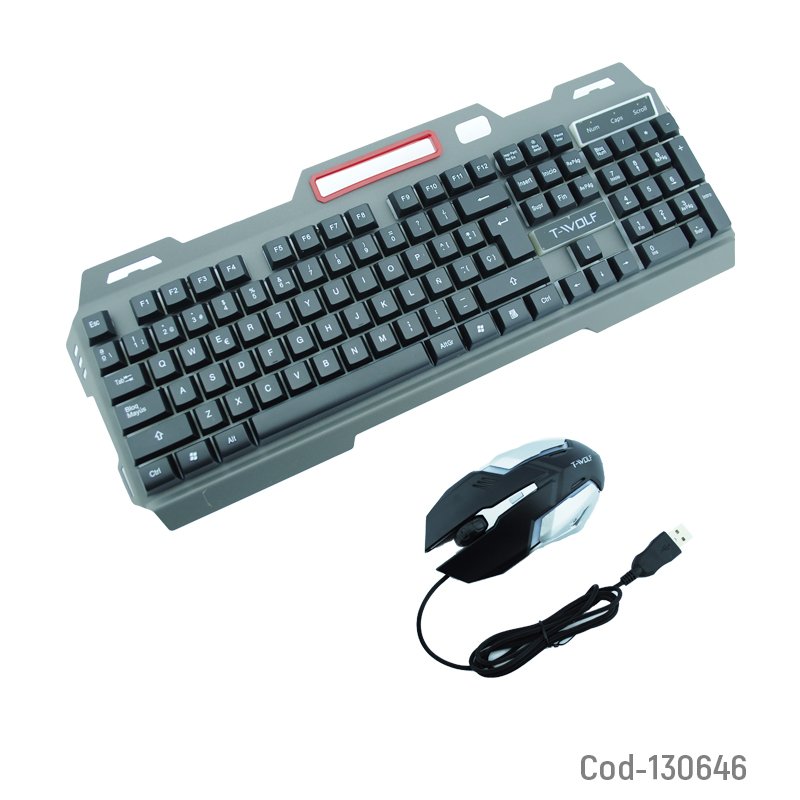Teclado + Mouse Gamer Con Luz Marca WOLF GAMER. 17CM X 45CM X 1.8CM por mayor en Chile