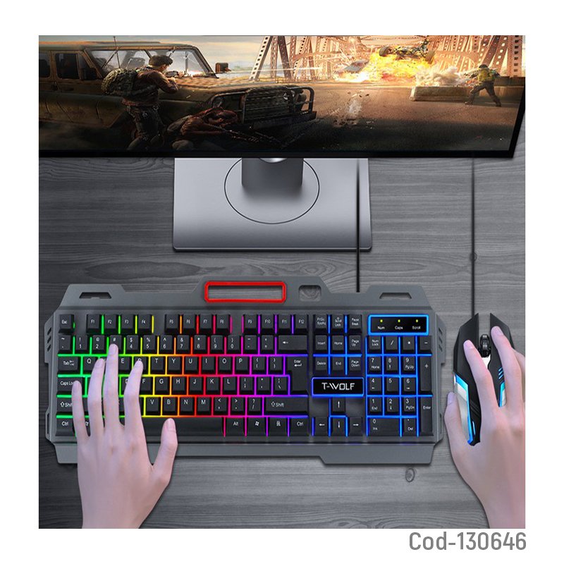 Teclado + mouse gamer con luz marca wolf gamer. mayorista — imagen 2