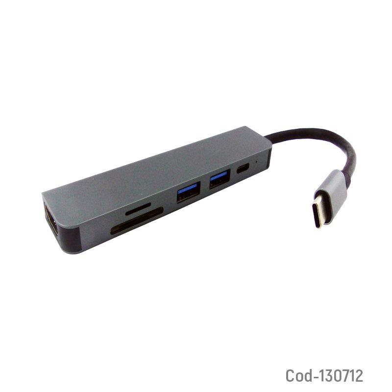 Hub Tipo-C, 6 En 1, 2 Puertos USB, HDMI, TF, PD, SD. MODELO BYL-2010. 2.5 CM 24.5 CM 1CM por mayor en Chile