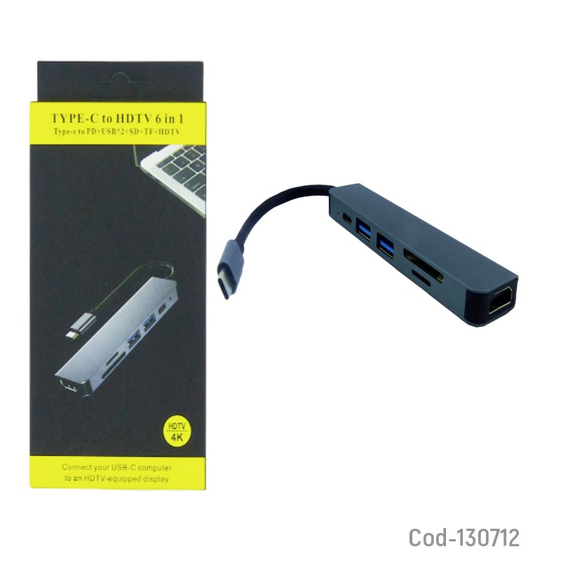 Hub tipo-c, 6 en 1, 2 puertos usb, hdmi, tf, pd, sd. modelo byl-2010. mayorista — imagen 3