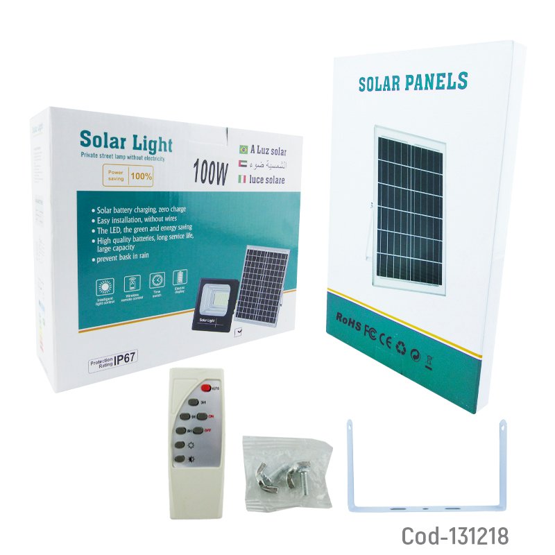 Foco solar de 150 led, 100 watt, con panel solar y control remoto. mayorista — imagen 4