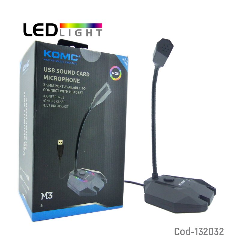 Microfono m3 para pc con luz y tarjeta de sonido. mayorista — imagen 4