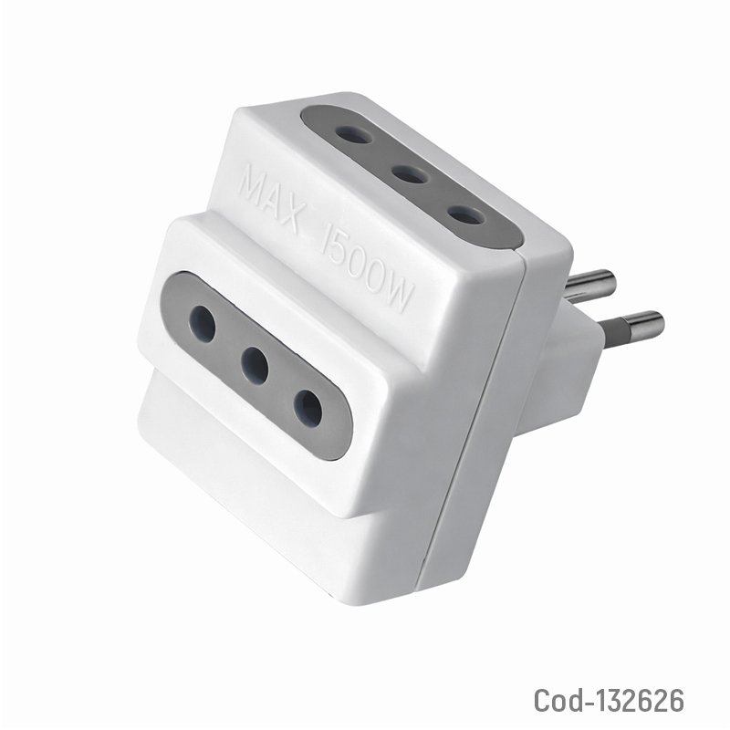 Enchufe Triple-Ladron MACROTEL Modelo ME-1103. - Pack de 10 unidades 4CM X 6.5CM X 4.5CM por mayor en Chile