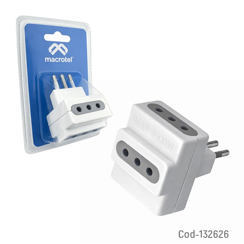 Enchufe triple-ladron macrotel modelo me-1103. - pack de 10 unidades mayorista — imagen 2
