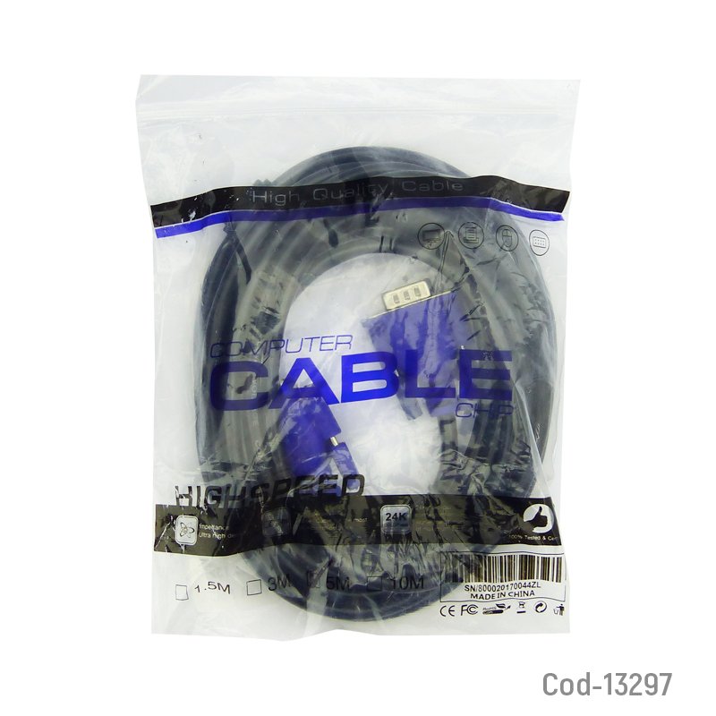 Cable vga-vga azul 5 metros, con filtro. producto en bolsa. - pack de 10 unidades mayorista — imagen 3