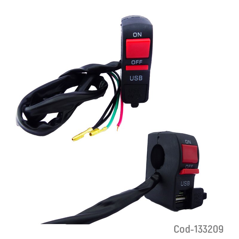 Boton de encendido y apagado mas usb de carga, marca rayana para moto. - pack de 10 unidades mayorista — imagen 2