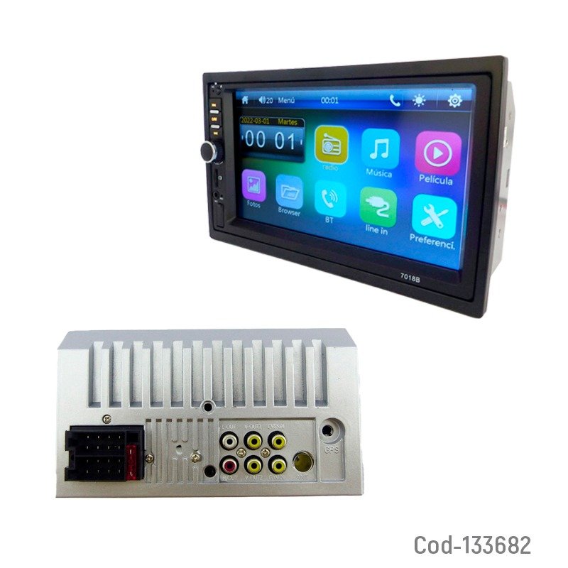 Radio para auto con pantalla 7” touch, con bisel, control remoto y mando para volante. mayorista — imagen 2