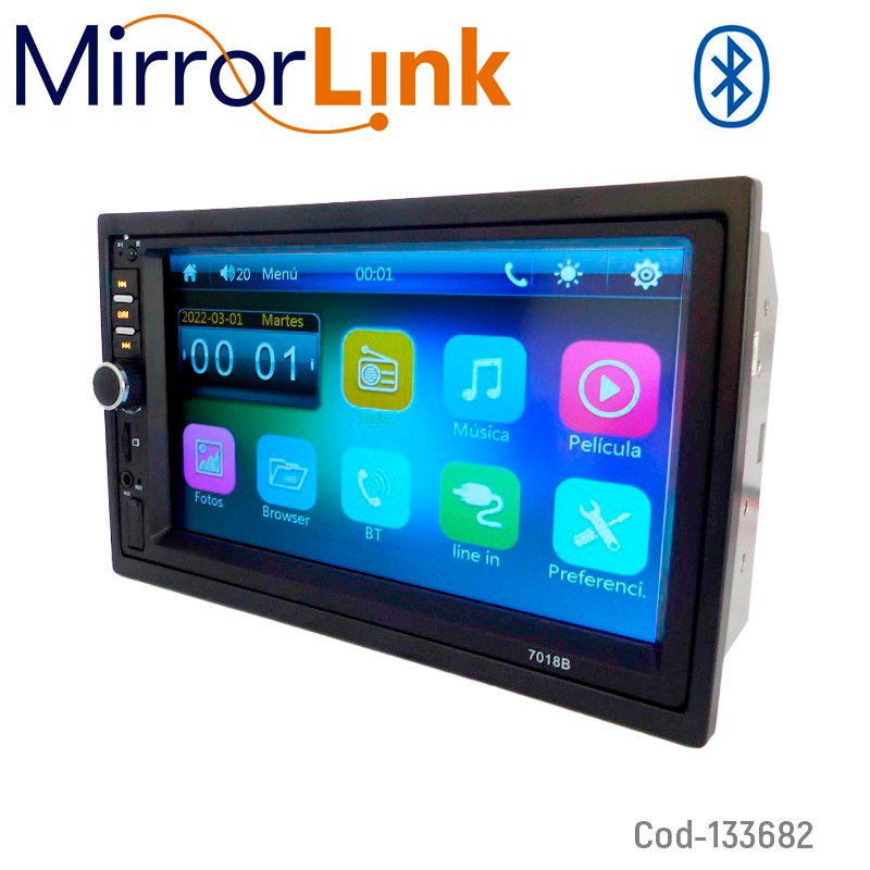 Radio para auto con pantalla 7” touch, con bisel, control remoto y mando para volante. mayorista — imagen 3