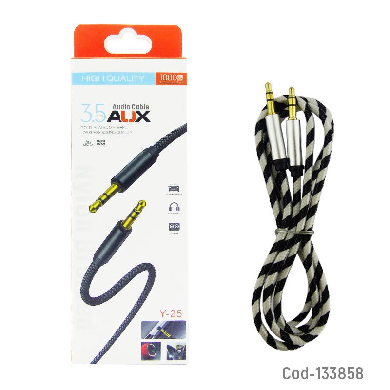 Cable 1 x 1 plug cable soga modelo y-09 grueso conector de metal 3.5 mm - pack de 20 unidades mayorista — imagen 3