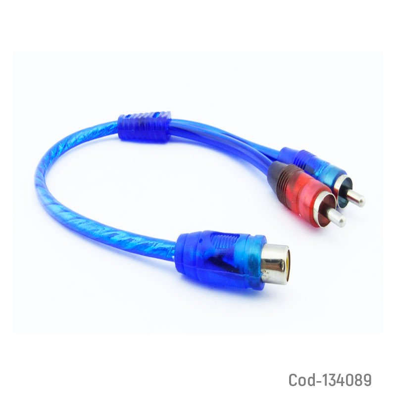 Cable adaptador de audio de 2 rca macho x 1 rca hembra de color azul. - pack de 20 unidades mayorista — imagen 2