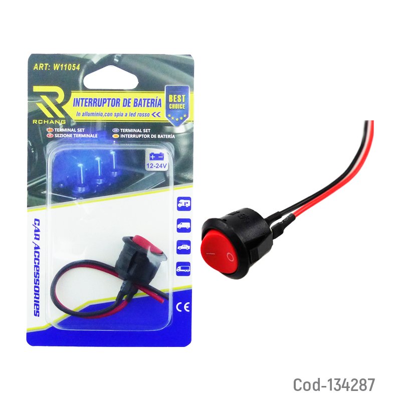 Interruptor de 2 posiciones y 2 patas con cable. rojo a 12 / 24 volt - pack de 20 unidades mayorista — imagen 3