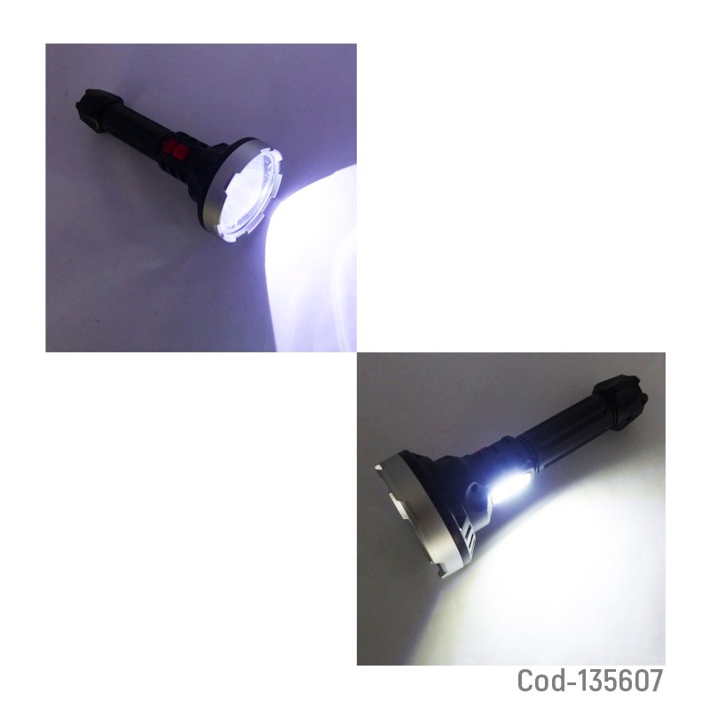 Linterna de 1 led + 1 cob waterproof modelo flashlight, usb recargable mayorista — imagen 2