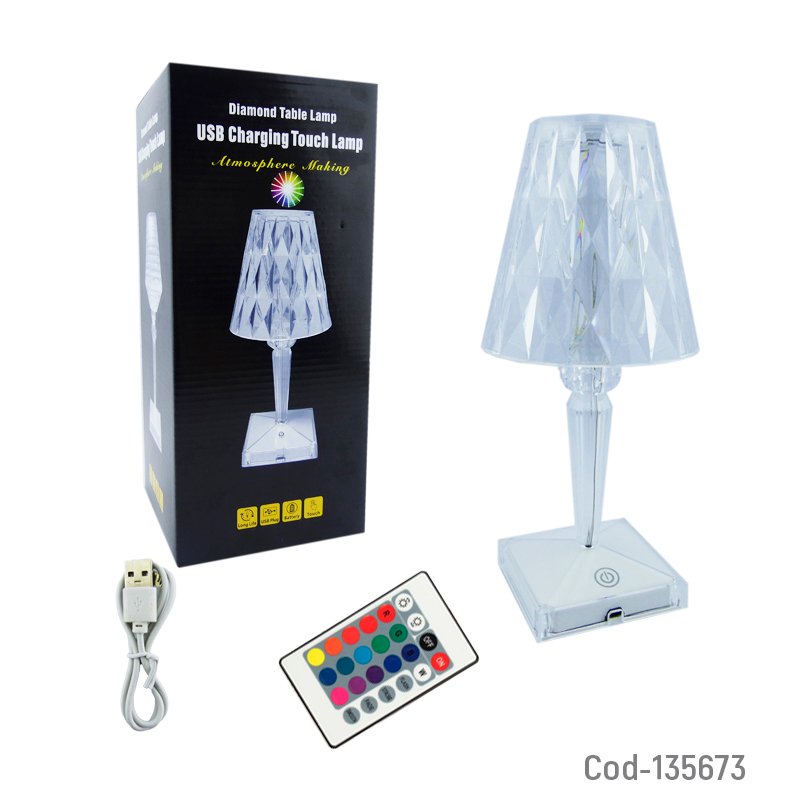 Lampara led rgb touch modelo velador, marca diamond, recargable. mayorista — imagen 3