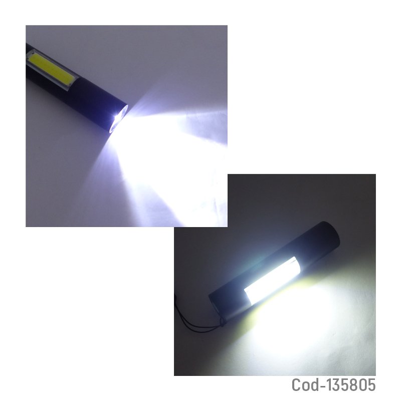 Linterna led 1 + 1 cob, de metal con zoom, usb recargable. mayorista — imagen 3