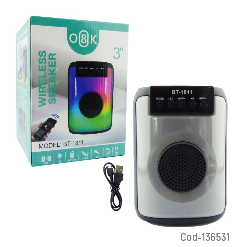 Parlante bluetooth de 3” modelo o8k-1811, con luz rgb. mayorista — imagen 4