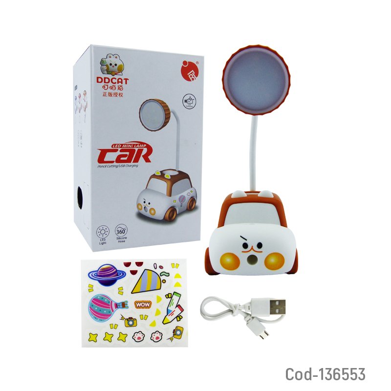 Lampara led para niño con forma de auto, modelo q-304 con porta lapiz y sacapuntas. mayorista — imagen 6