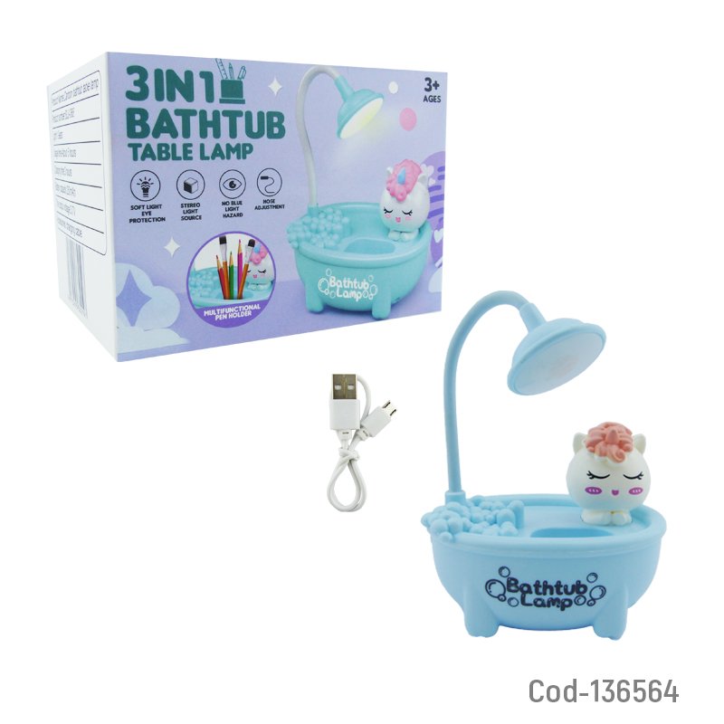 Lampara led para niño con forma de tina, modelo bjj-068 con porta lapiz y sacapuntas. mayorista — imagen 6