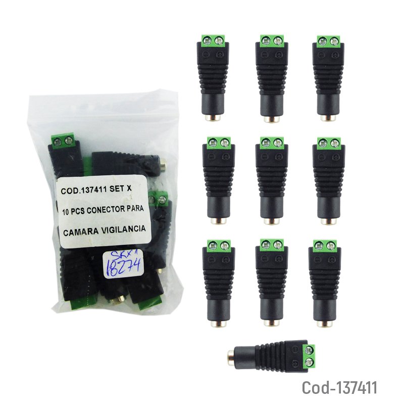 Conector hembra dc de 5.5 x 2.5 mm a terminal para camara de vigilancia - pack de 10 unidades mayorista — imagen 3