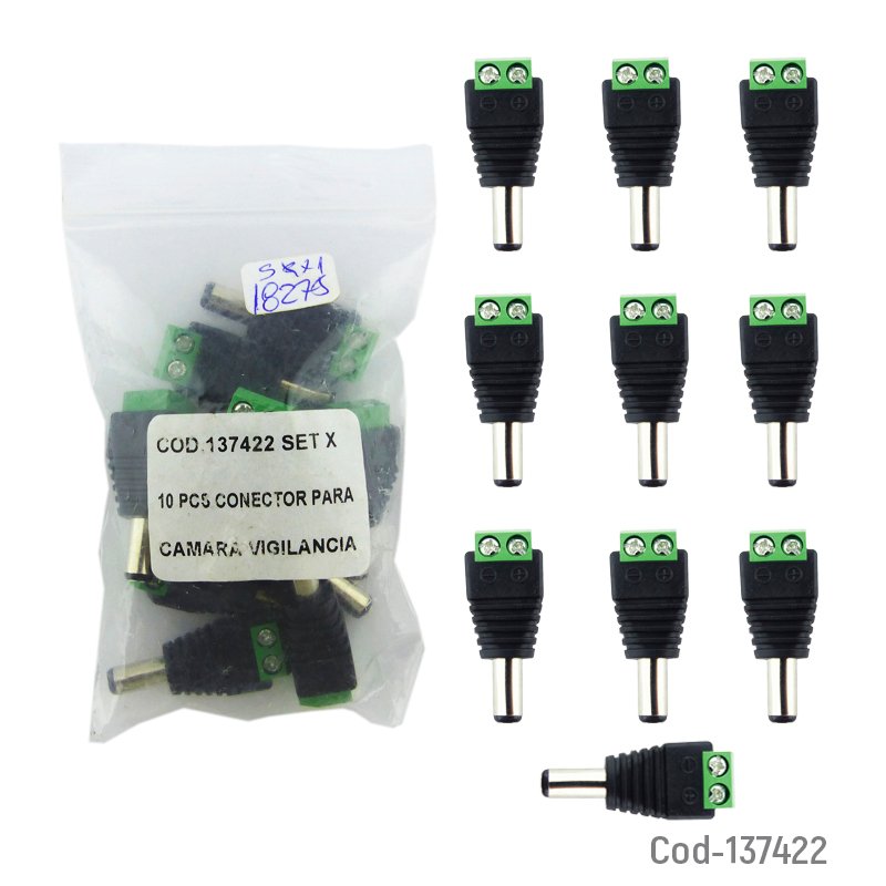 Conector macho dc de 5.5 x 2.5 mm a terminal para camara de vigilancia. - pack de 10 unidades mayorista — imagen 3