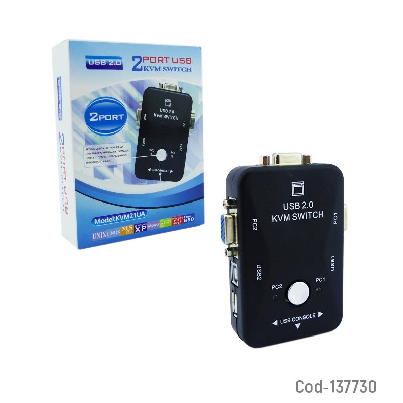 Switch kvm usb 2.0 modelo kvm-21ua conexion usb/vga/impresora capacidad 2 pc. mayorista — imagen 4