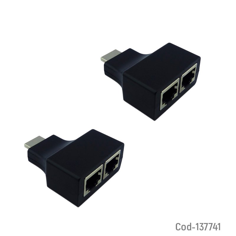 Extensor De HDMI A Doble Cable LAN De Red UTP RJ-45 Hasta 30 Metros. 5.8 cm x 4.2 cm x 2.5 cm por mayor en Chile