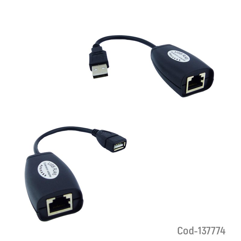 Extension De Conector USB A LAN RJ-45, 50M. Set X 2. 19.5 cm x 3 cm x 1.5 cm por mayor en Chile