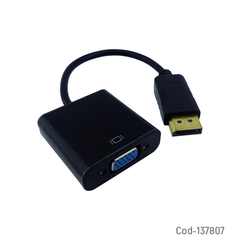 Convertidor De DISPLAY PORT A VGA Hembra En Bolsa. - Pack de 10 unidades 22 cm x 4.2 cm x 1.3 cm por mayor en Chile