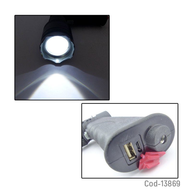 Linterna led t-6 modelo 534, con zoom, recargable, con atril en caja. mayorista — imagen 2