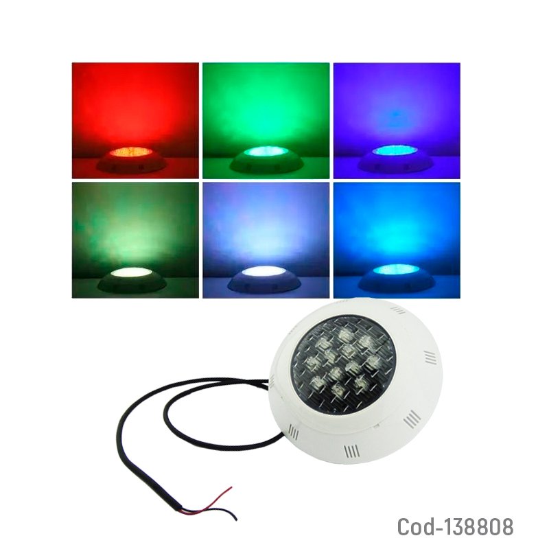 Foco para piscina de 12 led rgb, 12 watts, 12 volt. waterproof con control remoto. mayorista — imagen 2