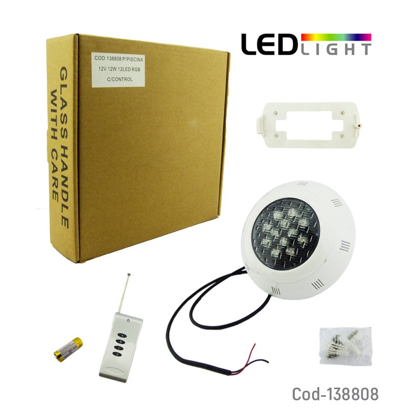 Foco para piscina de 12 led rgb, 12 watts, 12 volt. waterproof con control remoto. mayorista — imagen 4