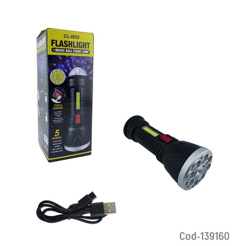 Linterna de 9 led + 1 cob + magic ball rgb modelo cl-w09. mayorista — imagen 4