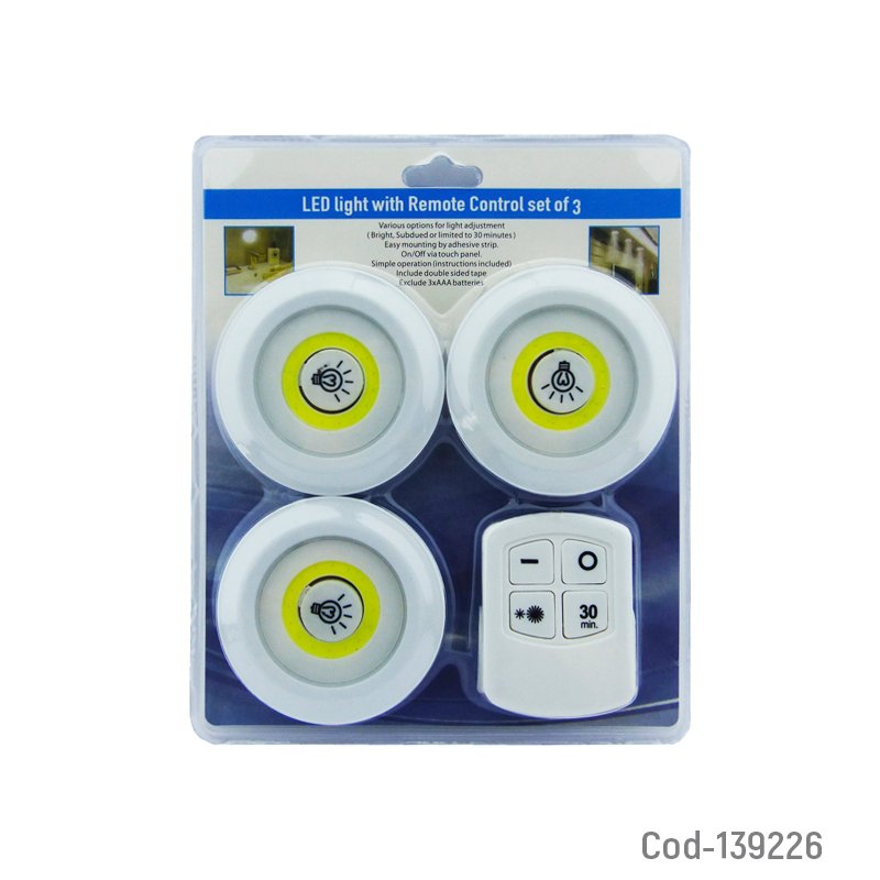 Luz led cob para closet con control remoto. set x 3. mayorista — imagen 3