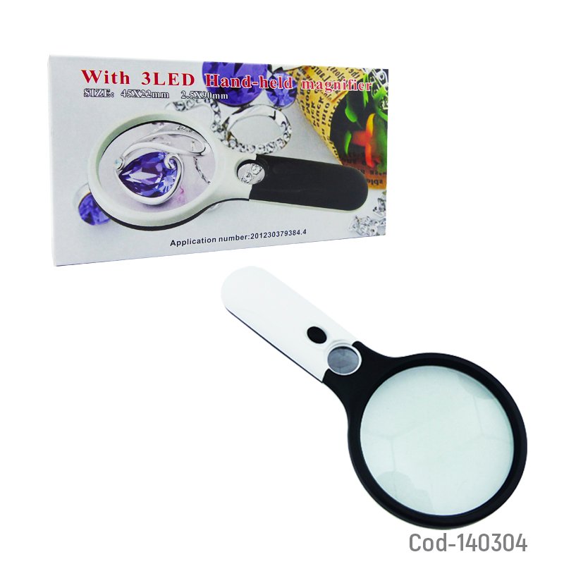 Lupa doble lente con 3 led mas luz uv a pilas aaa lente grande. - pack de 10 unidades mayorista — imagen 4