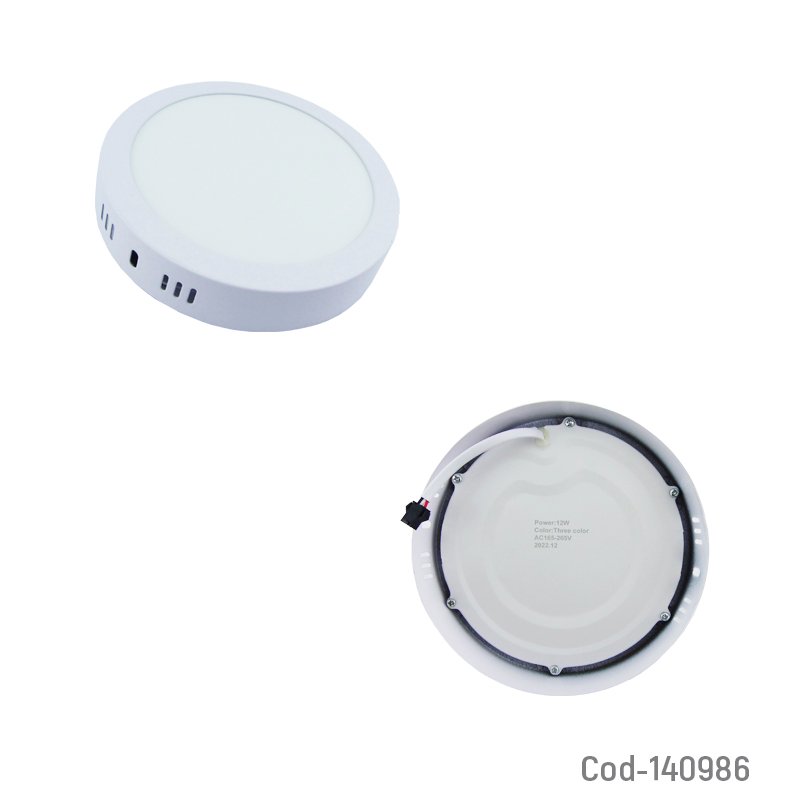Foco led panel de 12 watt sobrepuesto, 3 en 1 redondo. - pack de 10 unidades mayorista — imagen 2