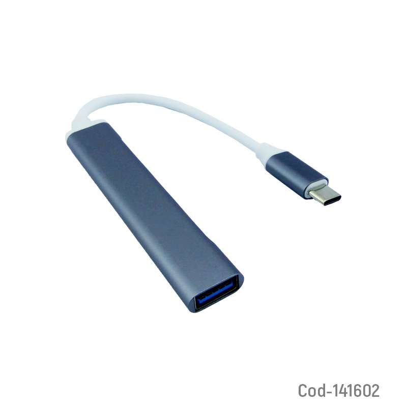 Hub type-c de 4 puertos usb 3.0 en aluminio - pack de 10 unidades mayorista — imagen 2