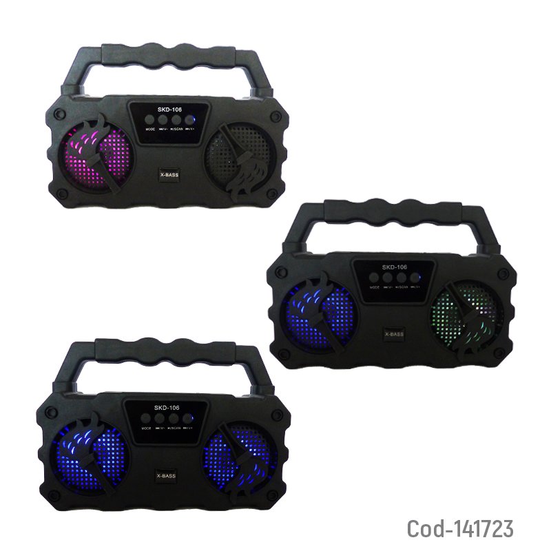 Parlante recargable modelo skd-106 bluetooth con luces mayorista — imagen 3