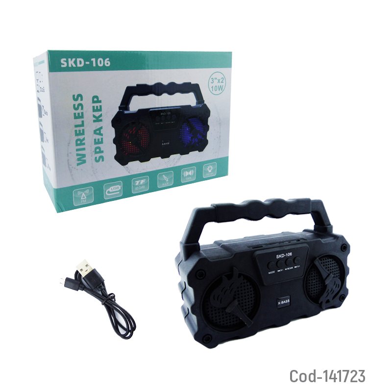 Parlante recargable modelo skd-106 bluetooth con luces mayorista — imagen 4