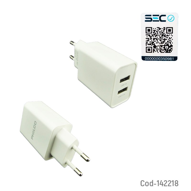 Cargador usb doble philco con cable para iphone modelo r1090 certificado. mayorista — imagen 2