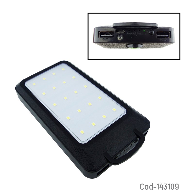 Bateria de emergencia solar a 20.000 mah con 2 puertos usb, brujula, linterna e indicador de carga mayorista — imagen 3