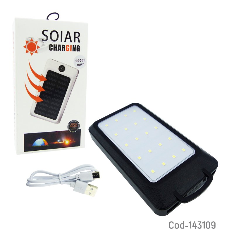 Bateria de emergencia solar a 20.000 mah con 2 puertos usb, brujula, linterna e indicador de carga mayorista — imagen 5