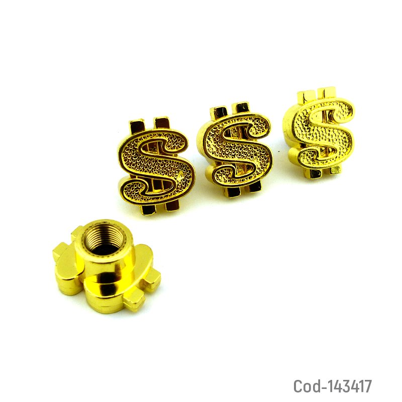 Tapa valvulas con diseño de simbolo de pesos, marca car-slyling. set x 4. - pack de 10 unidades mayorista — imagen 2