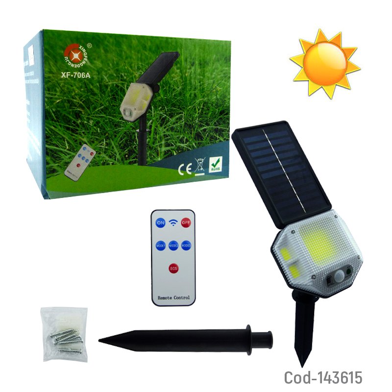 Estaca led solar cob de pvc modelo xf-706 con sensor y control remoto mayorista — imagen 4