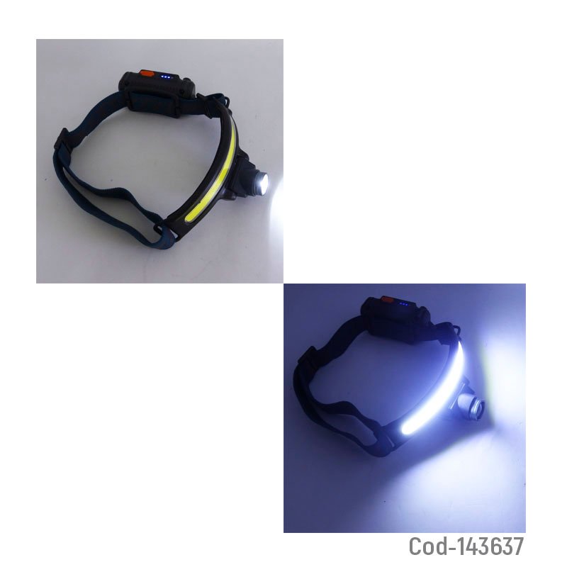 Linterna minero de 1 led + banda cob, modelo w679 y foco con movimiento. mayorista — imagen 3