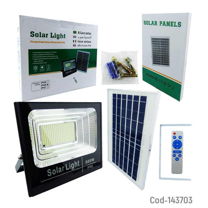 Proyector solar led de 600 watt, 380 led, panel solar modelo 5370 de metal con control remoto. mayorista — imagen 4