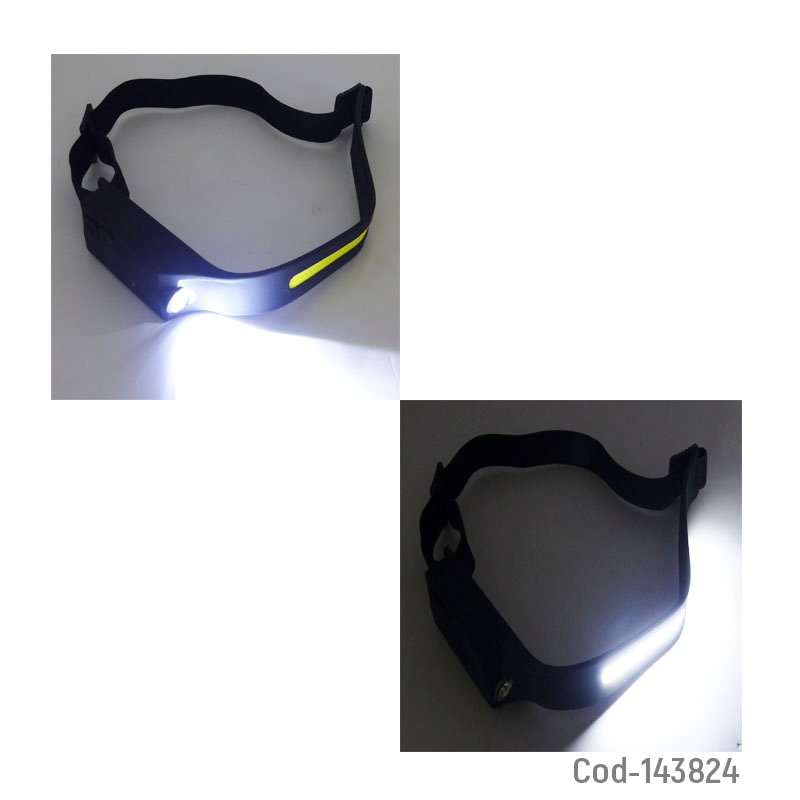Linterna minero 1 led + banda cob modelo lx200 de luz blanca recargable. - pack de 10 unidades mayorista — imagen 3